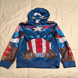Jumping Beans Captain America Kids Zip Hoodie Costume with built in Mask